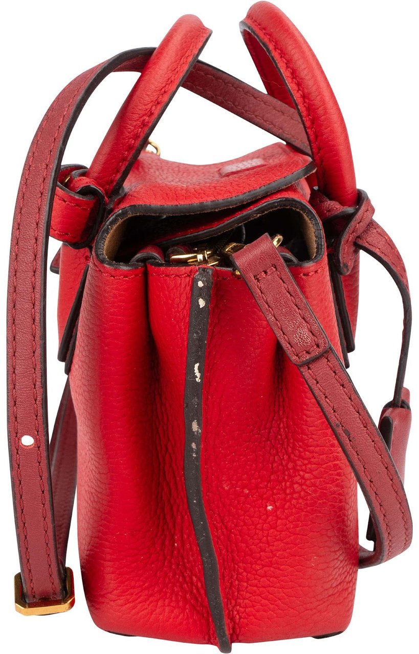 MCM MCM Red Pebbled Leather Aren Mini Top Handle Crossbody Bag Rood