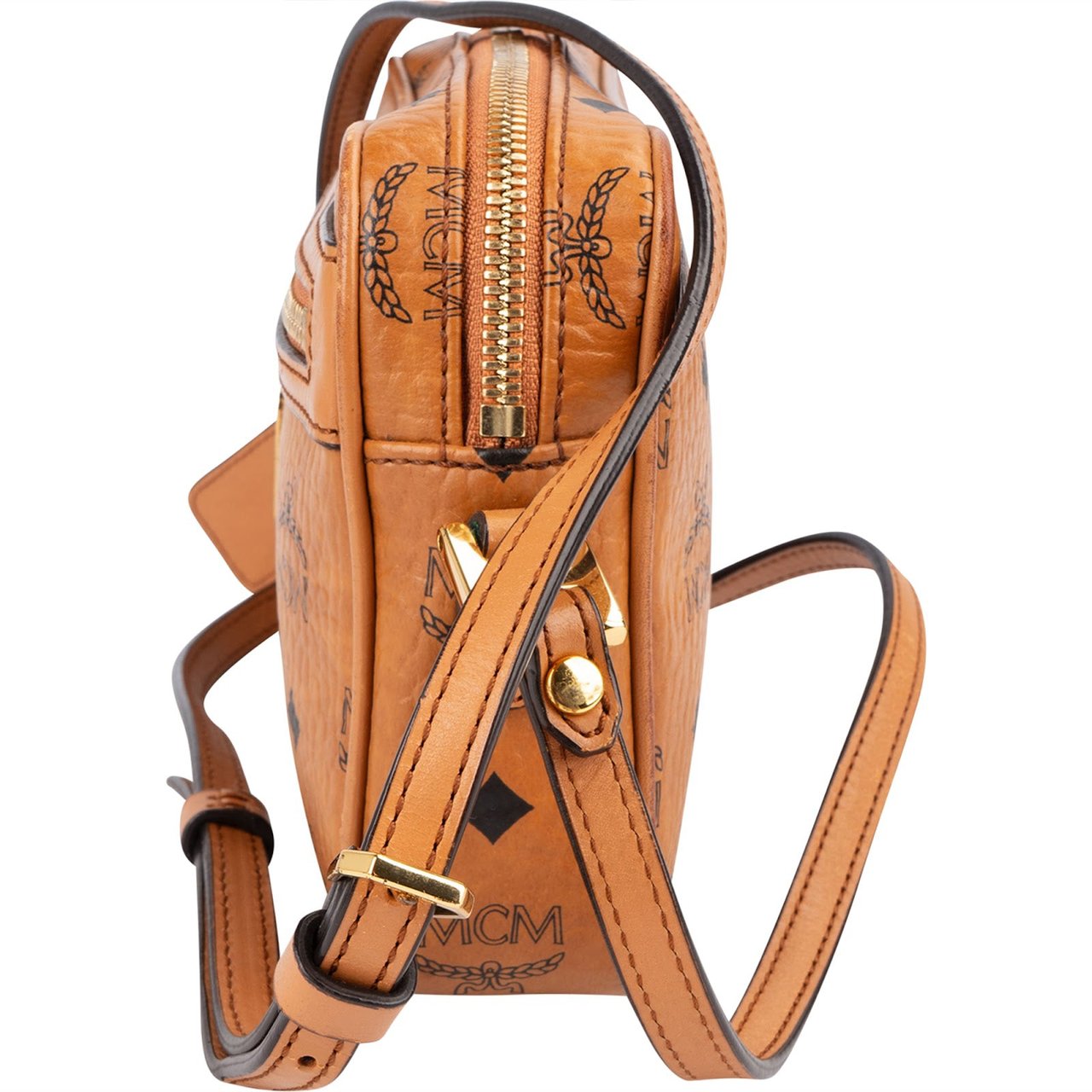 MCM MCM Monogram Visetos Camera Crossbody Bag Bruin