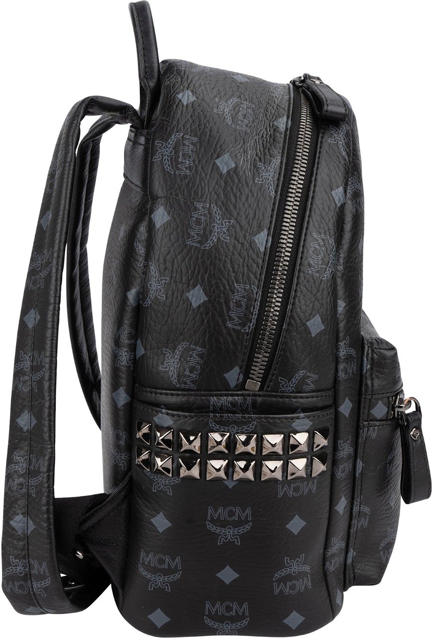 MCM Monogram Visetos Stark Side Studs Small Backpack Zwart