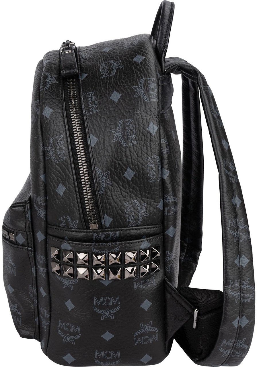MCM Monogram Visetos Stark Side Studs Small Backpack Zwart
