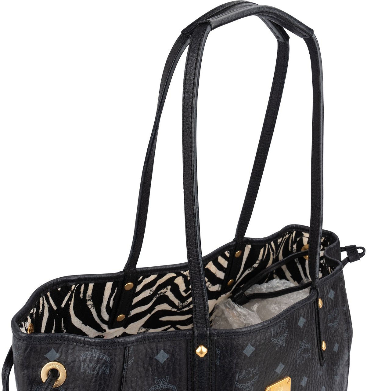 MCM MCM Monogram Visetos Liz Reversible Shopper Shoulder Bag Zwart