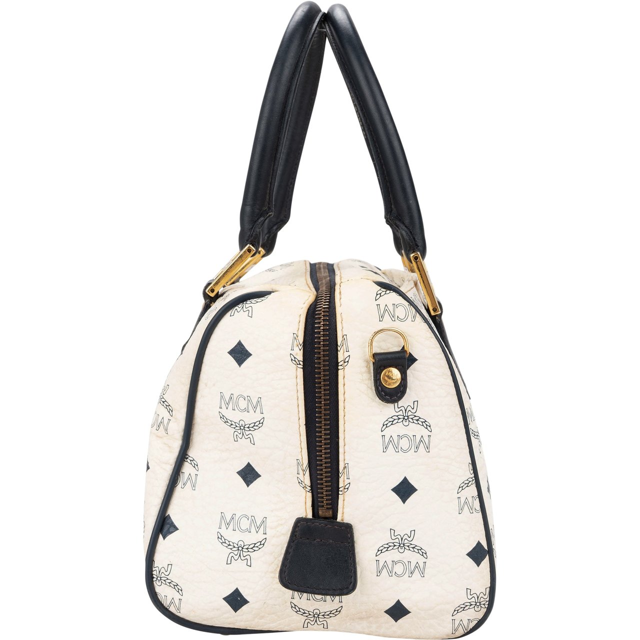 MCM MCM White Visetos Monogram Boston Handbag Divers