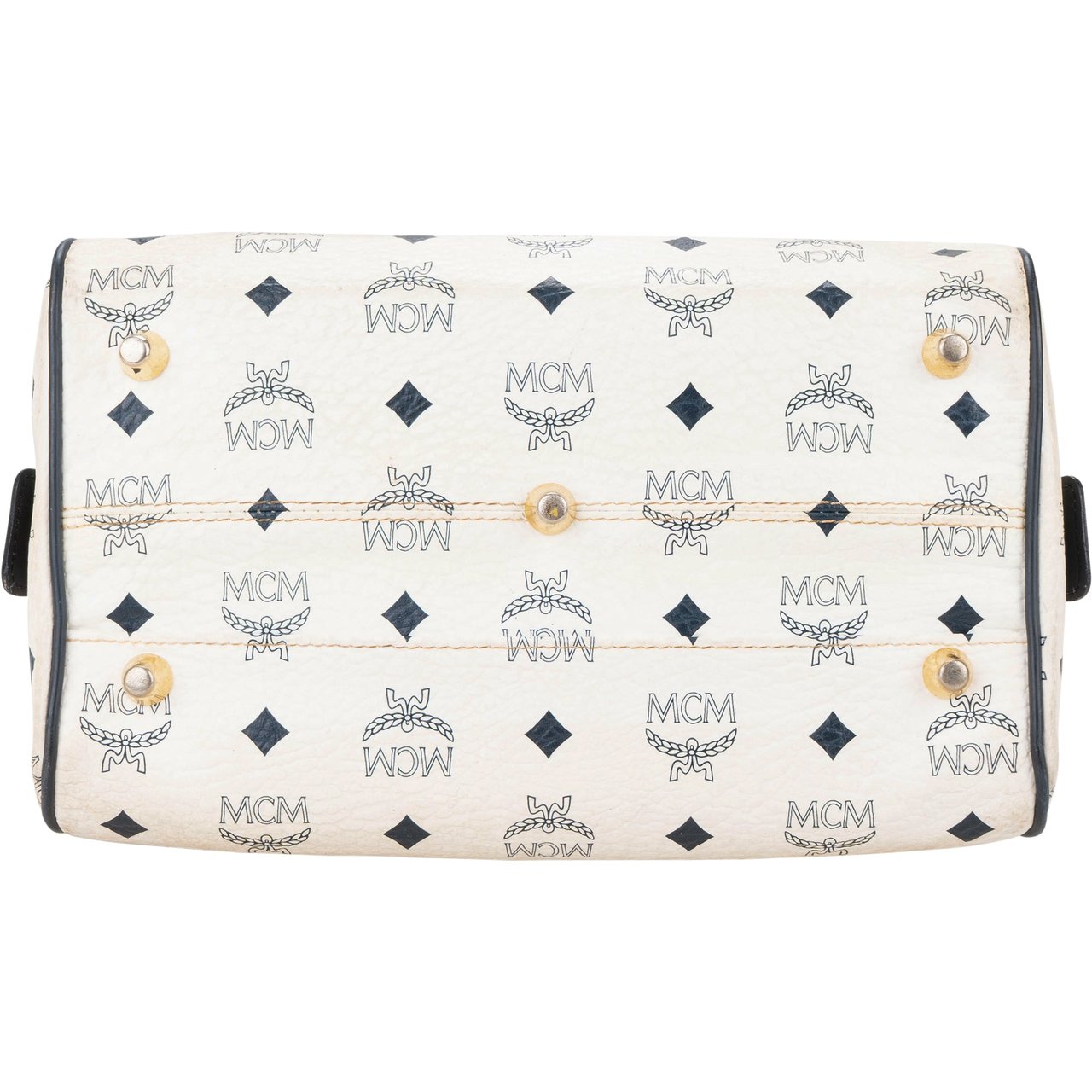 MCM MCM White Visetos Monogram Boston Handbag Divers