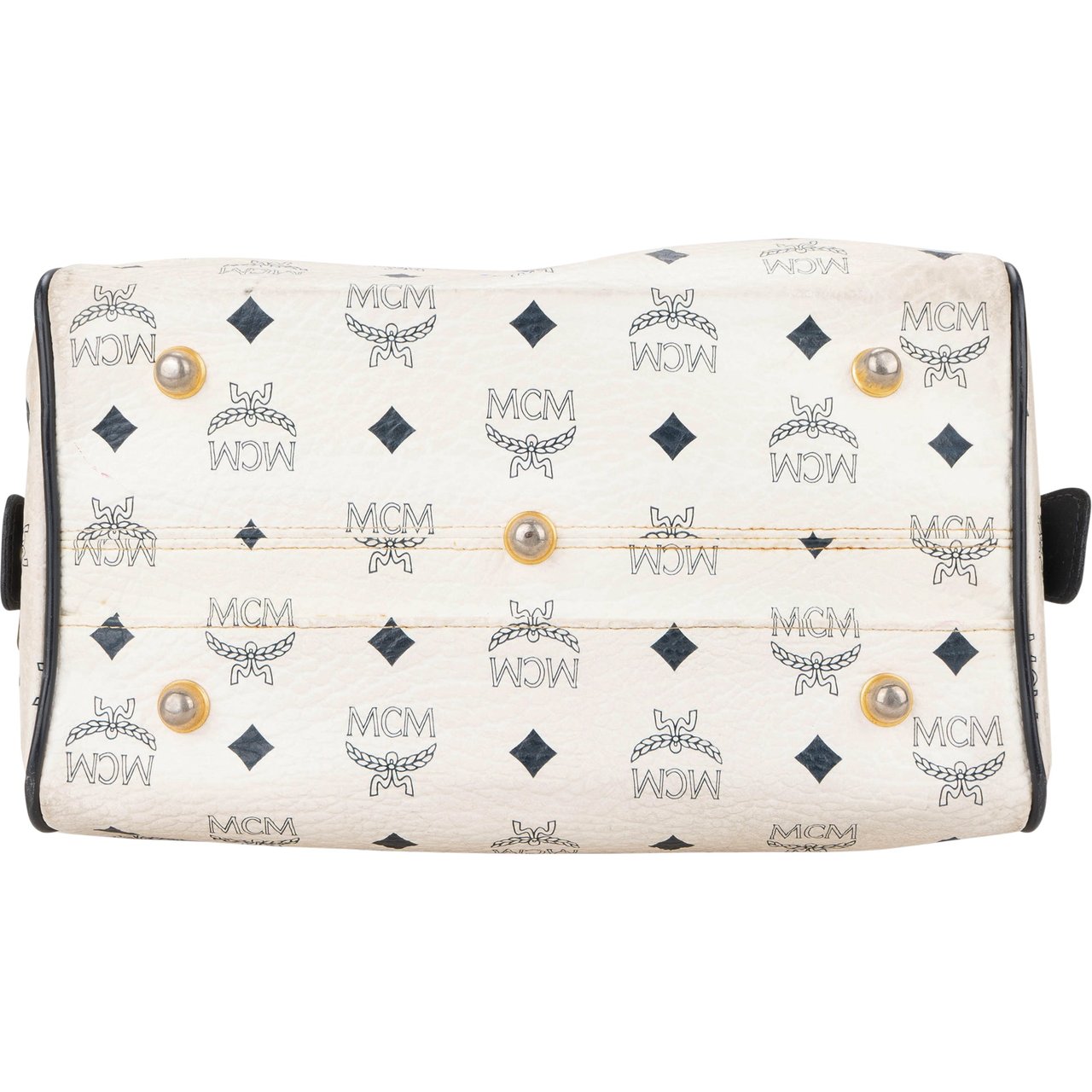 MCM MCM White Visetos Monogram Boston Handbag Divers