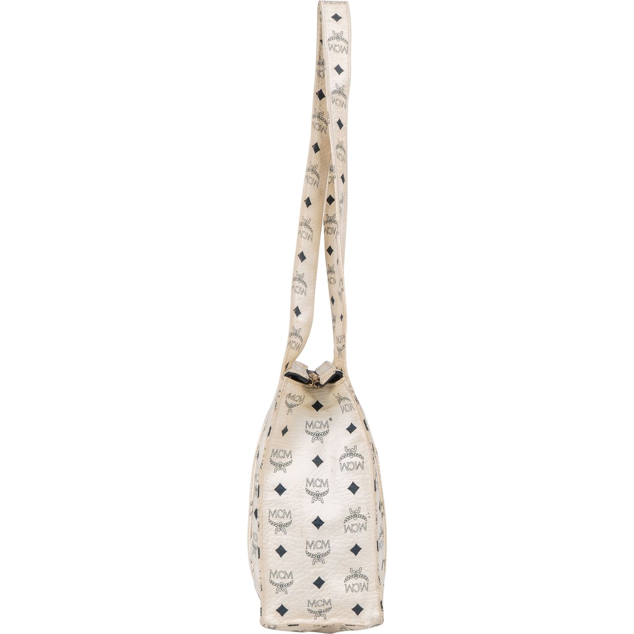 MCM MCM White Visetos Monogram Shoulder Bag Divers