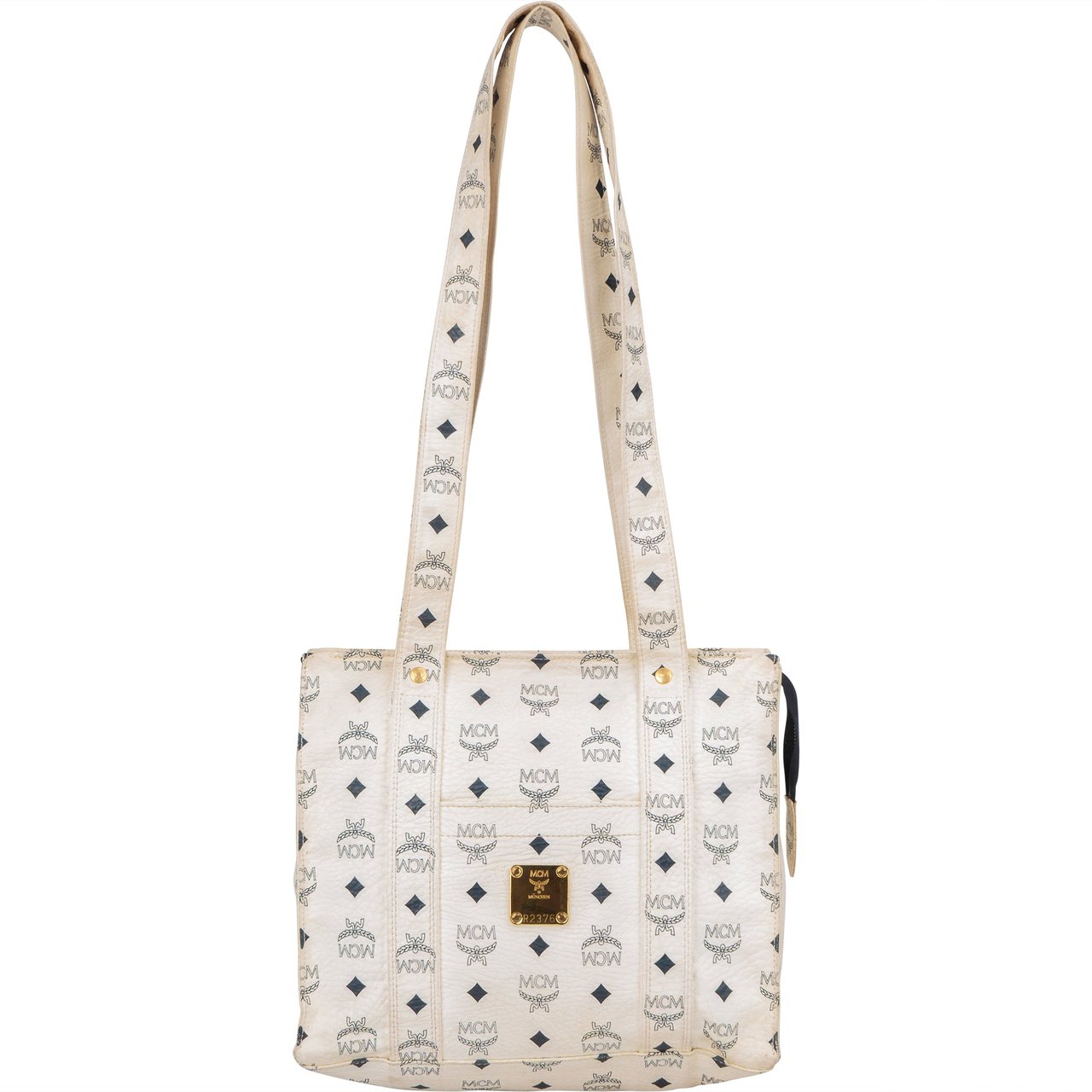 MCM MCM White Visetos Monogram Shoulder Bag Divers