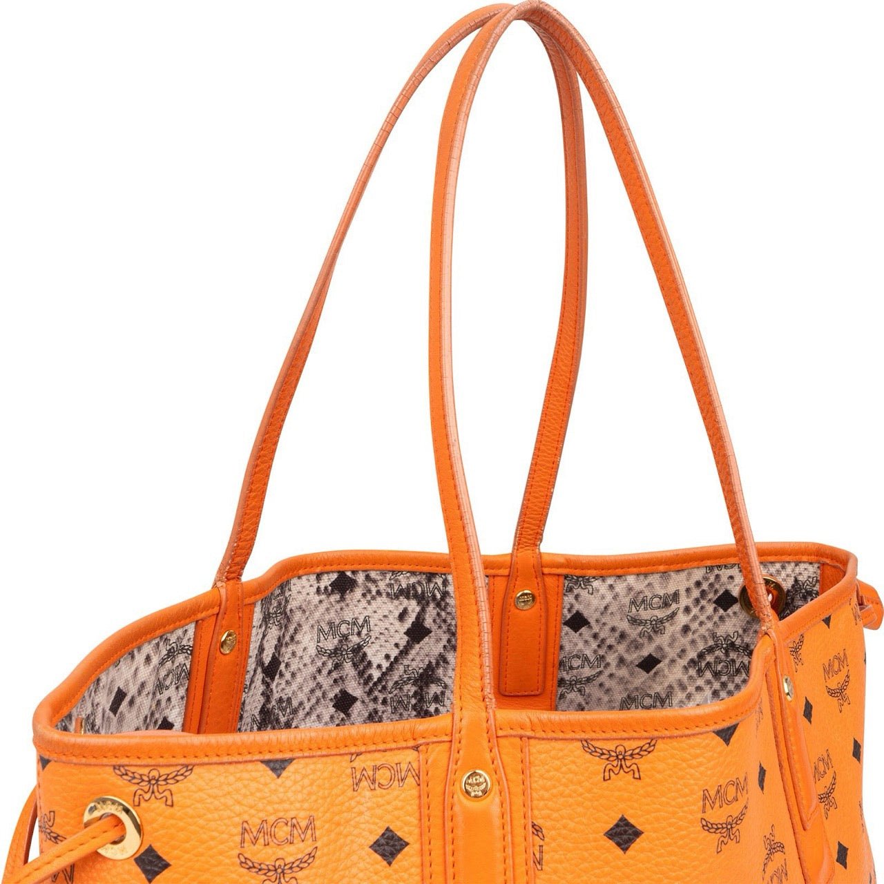 MCM MCM Monogram Visetos Liz Shopper Tote Shoulder Bag Oranje
