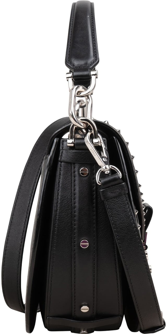 MCM Visetos Monogram Patricia Studded Saddle Crossbody Handbag Zwart