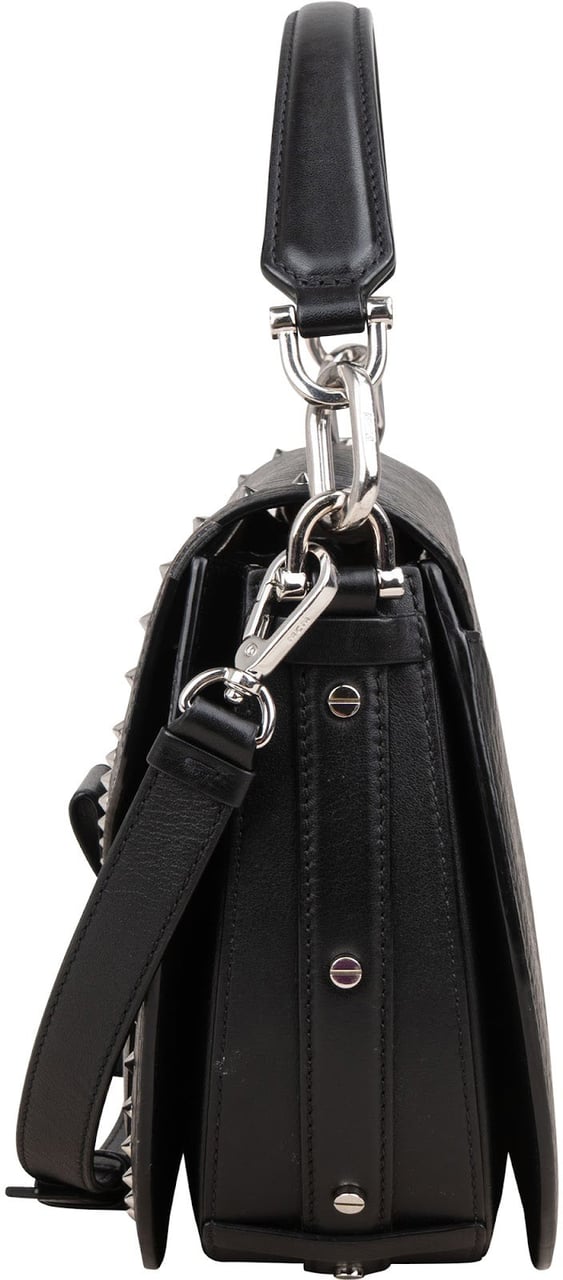 MCM Visetos Monogram Patricia Studded Saddle Crossbody Handbag Zwart