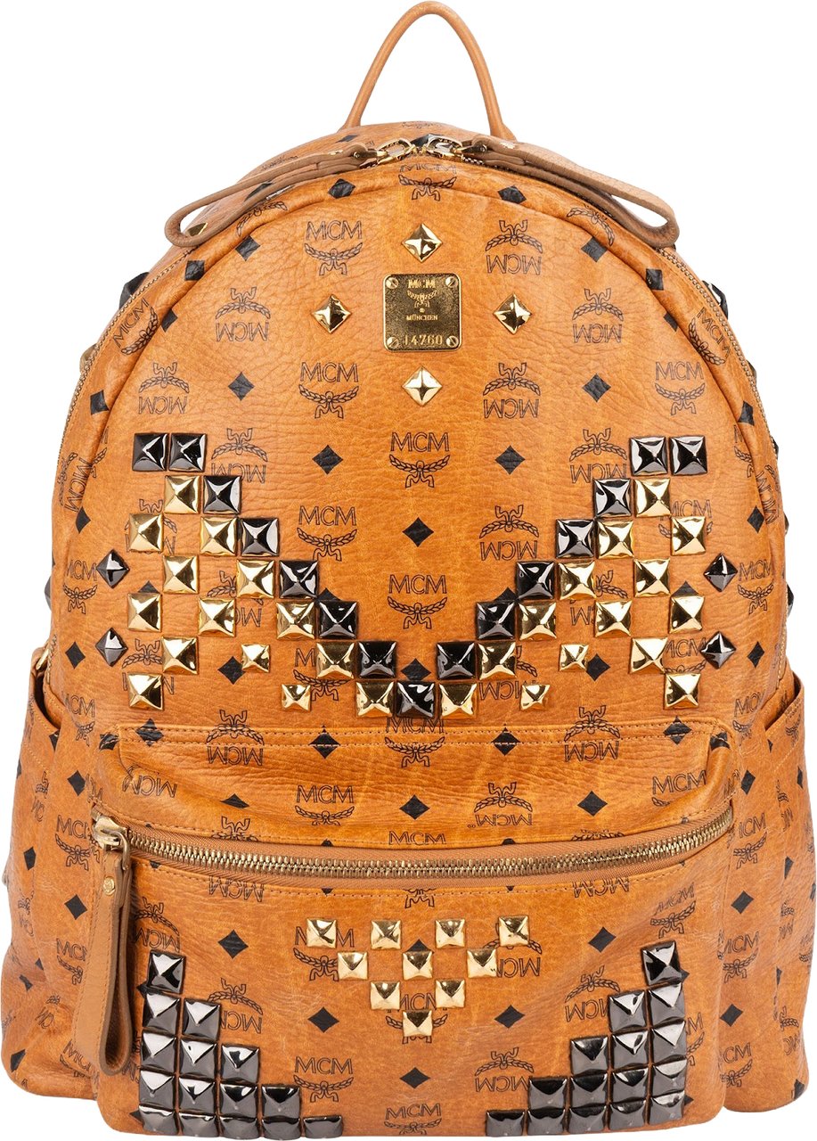 MCM MCM Monogram Stark Studded Visetos Large Backpack Bruin