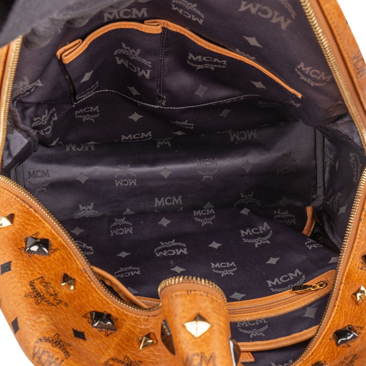 MCM MCM Monogram Stark Studded Visetos Large Backpack Bruin