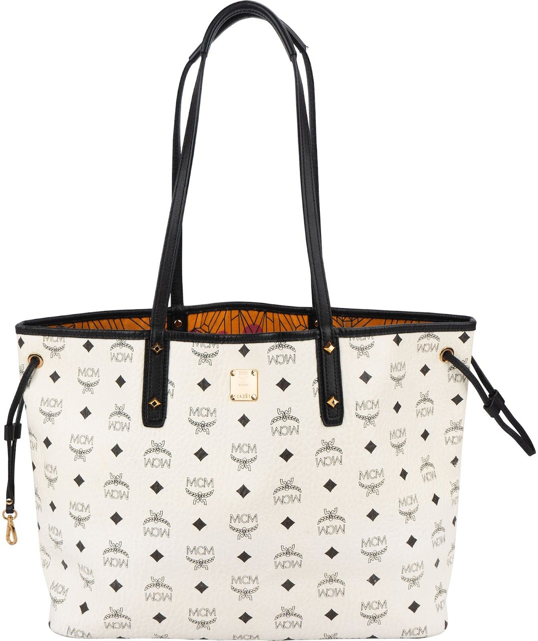 MCM MCM Monogram Visetos Black and White Studded Liz Shopper Shoulder Bag Wit