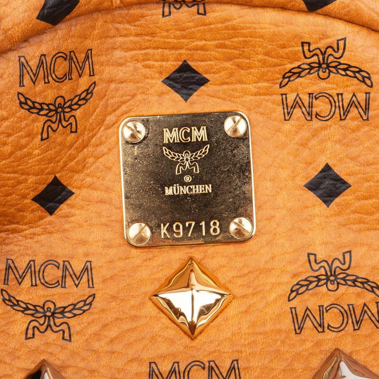 MCM MCM Monogram Visetos Stark Studded Backpack Bruin