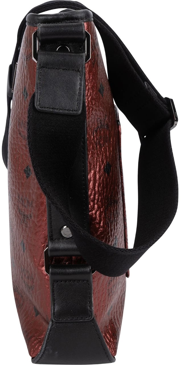 MCM MCM Monogram Metallic Visetos Messenger Crossbody Bag Rood