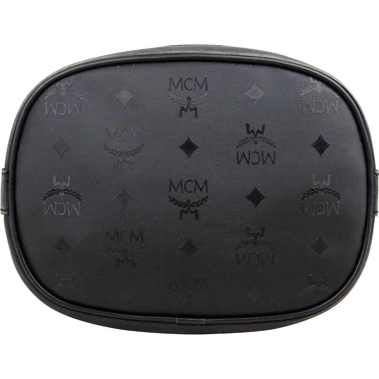 MCM Visetos Monogram Drawstring Bucket Crossbody Bag Zwart