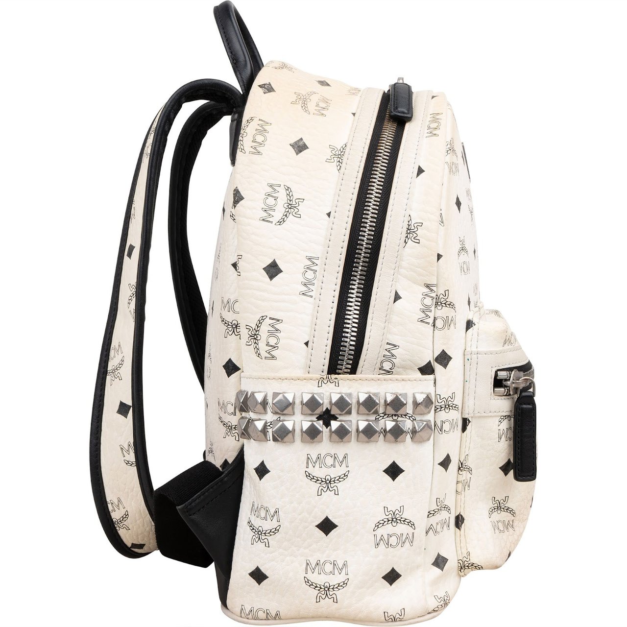 MCM Monogram Visetos Stark Side Studs Backpack Wit