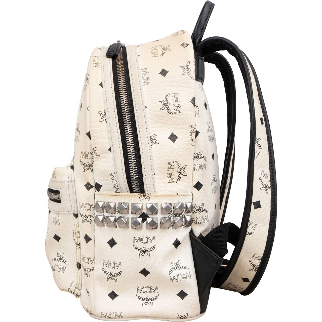MCM Monogram Visetos Stark Side Studs Backpack Wit