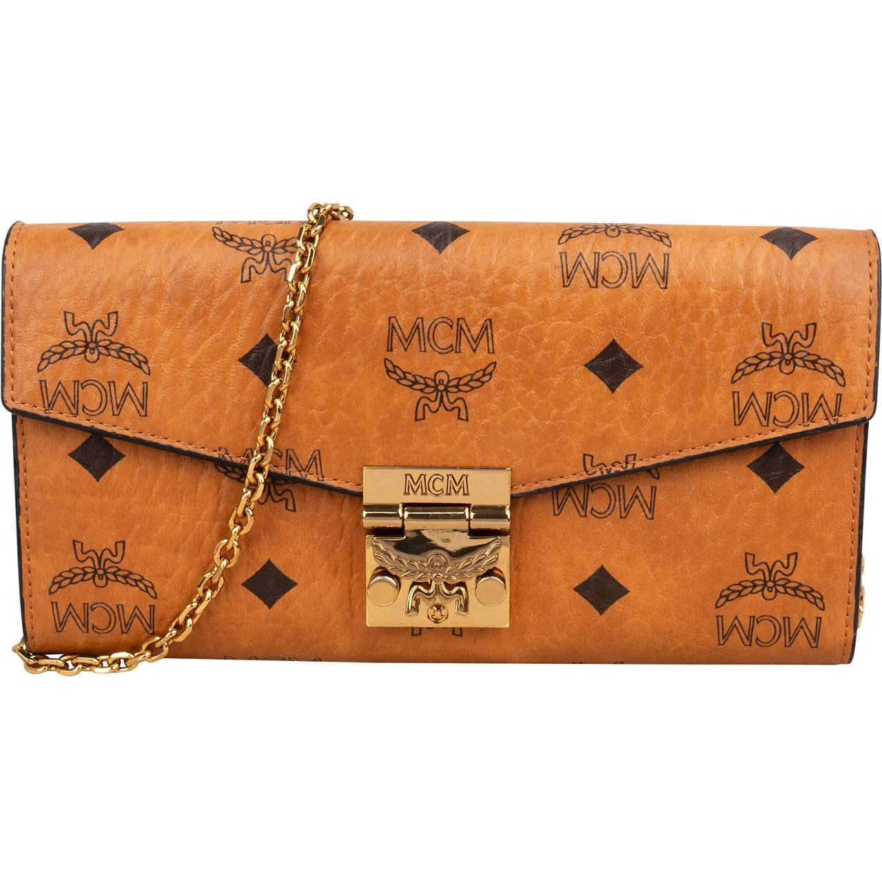 MCM Monogram Visetos Patricia Wallet On Chain Crossbody Bag Bruin