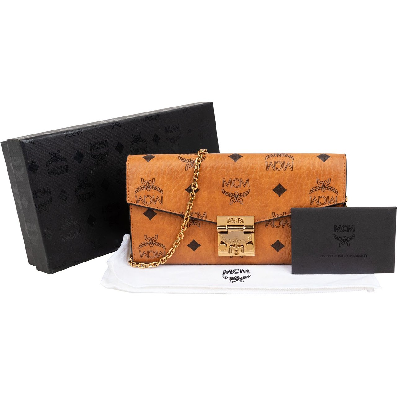MCM Monogram Visetos Patricia Wallet On Chain Crossbody Bag Bruin