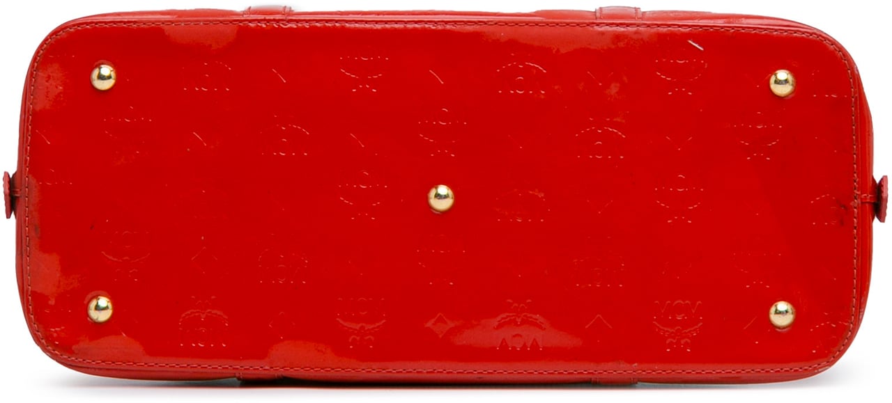 MCM Visetos Patent Handbag Rood