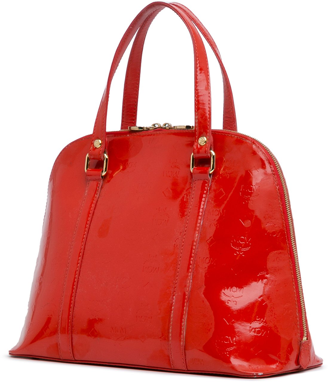 MCM Visetos Patent Handbag Rood