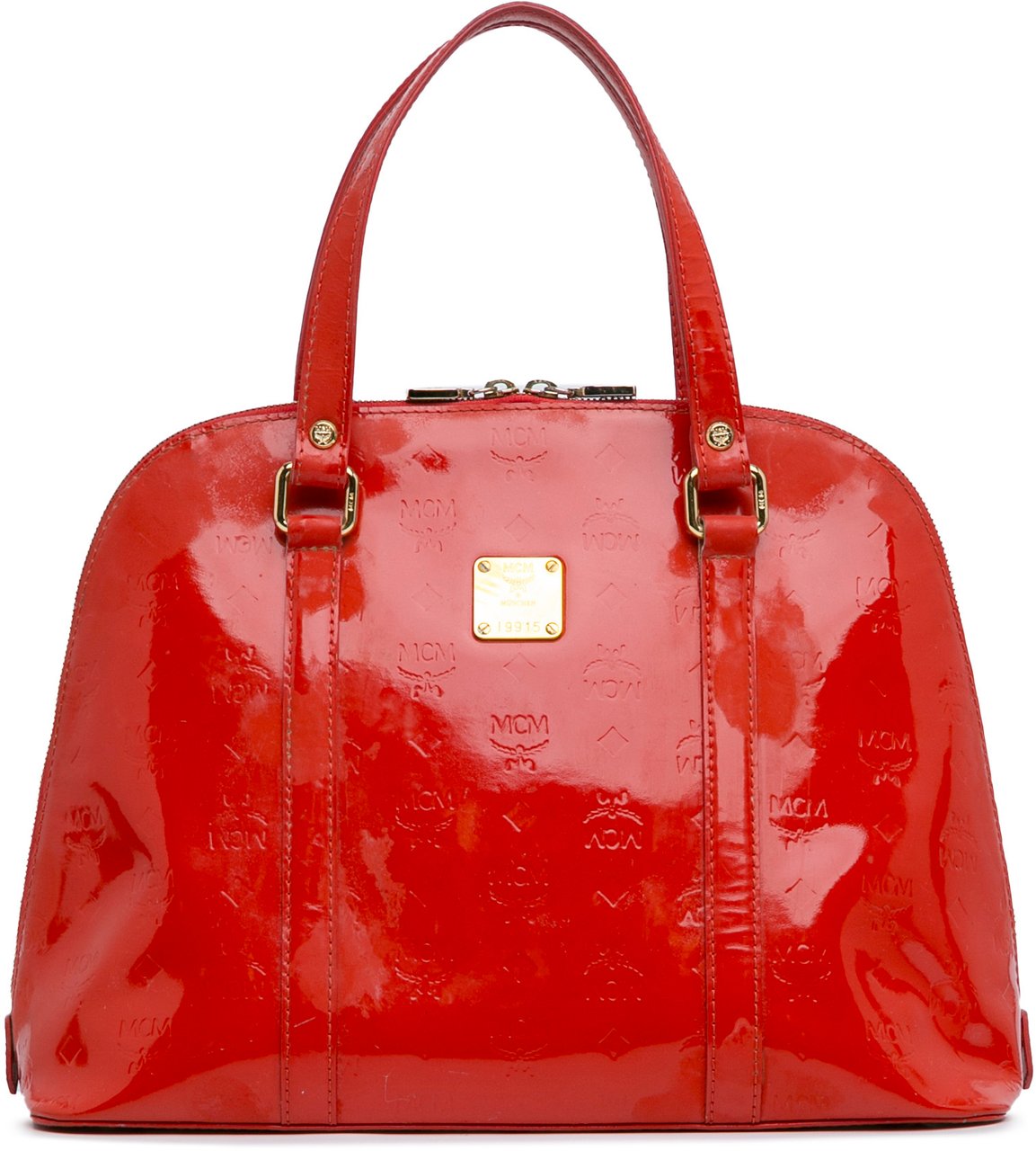 MCM Visetos Patent Handbag Rood