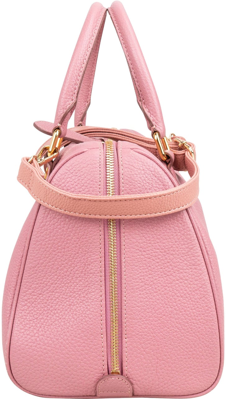MCM Pebbled Leather Essential Studded Boston Handbag Roze