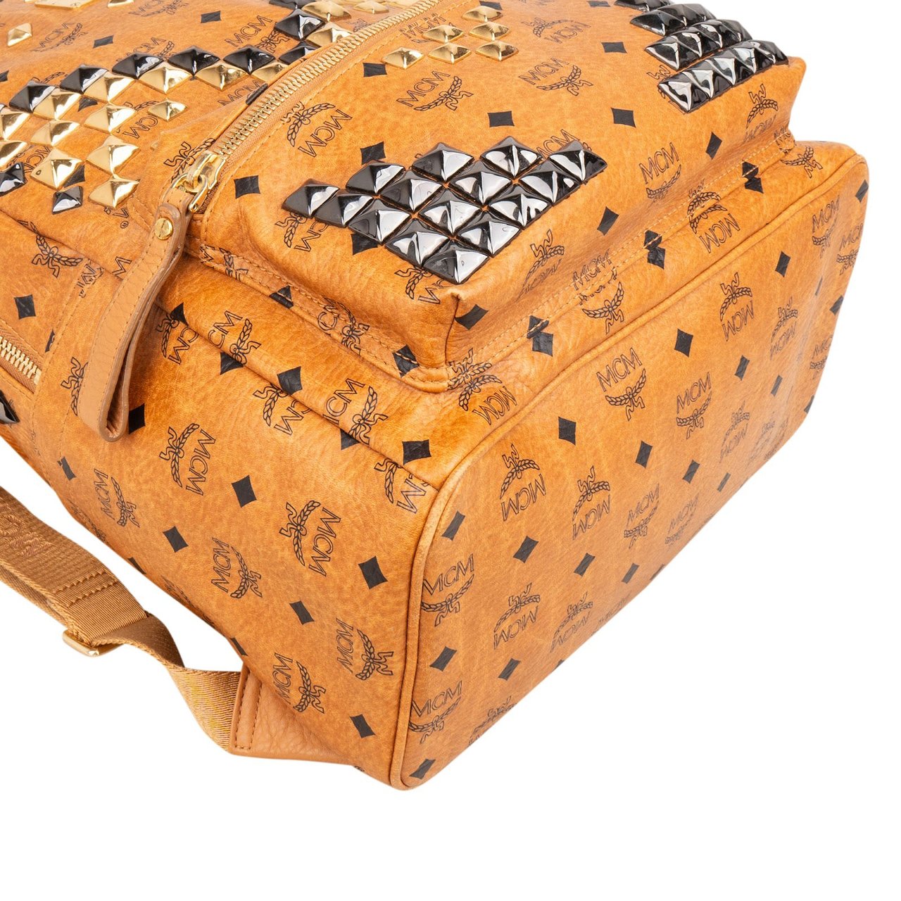 MCM MCM Monogram Visetos Stark Studded Backpack Bruin