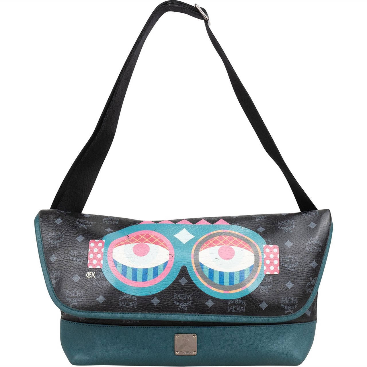 MCM Monogram Visetos Craig & Karl Eyes on the Horizon Messenger Crossbody Bag Zwart