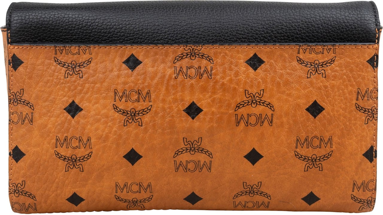 MCM Monogram Visetos Leather Patricia Wallet On Chain Crossbody Bag Bruin