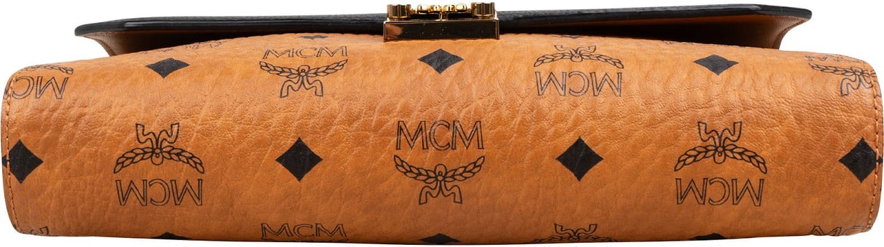 MCM Monogram Visetos Leather Patricia Wallet On Chain Crossbody Bag Bruin