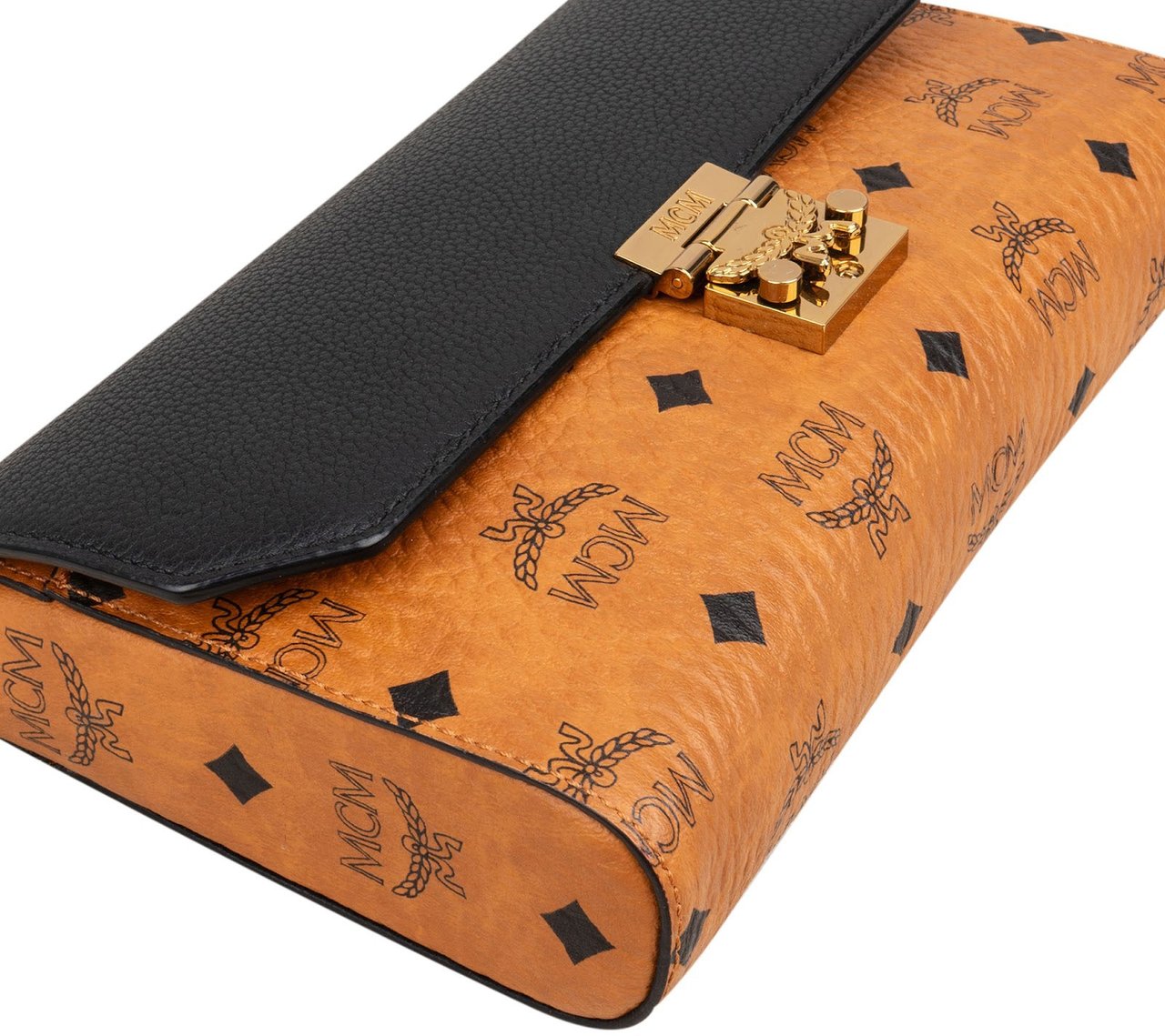 MCM Monogram Visetos Leather Patricia Wallet On Chain Crossbody Bag Bruin