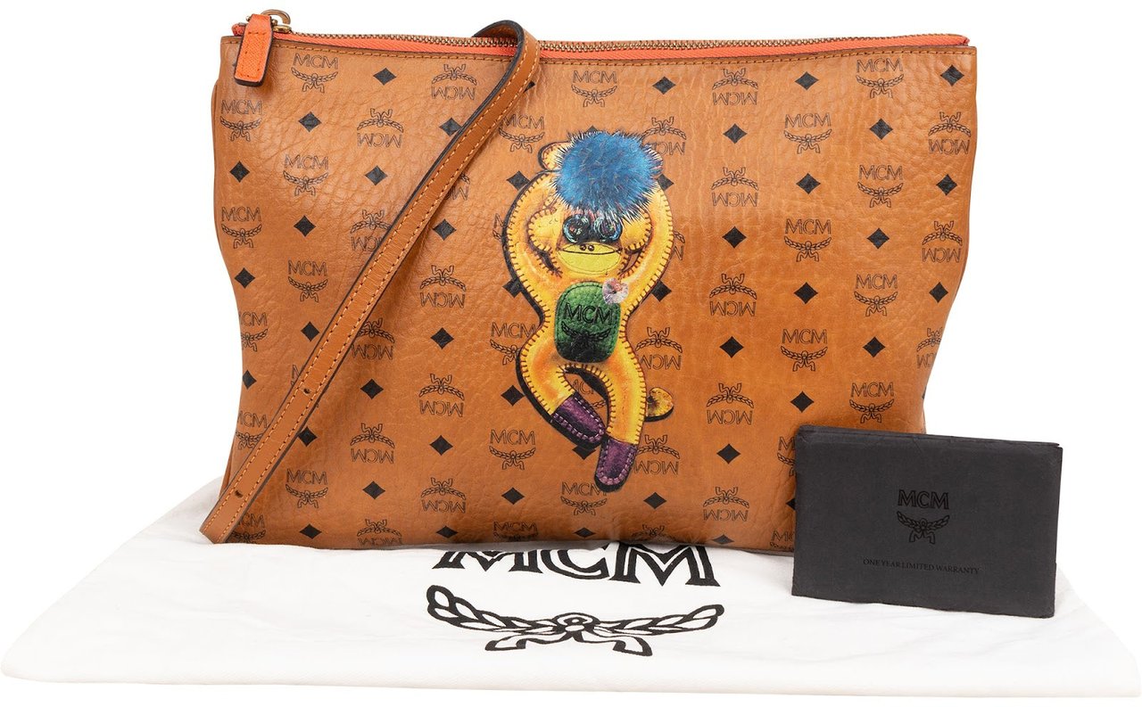 MCM Monogram Visetos Monkey Crossbody Bag Bruin