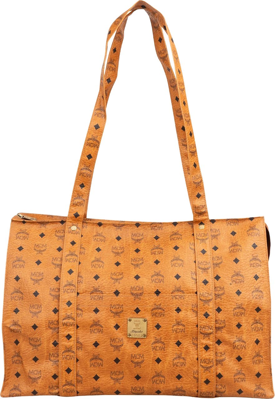 MCM Monogram Visetos XL Shopper Shoulder Bag Bruin