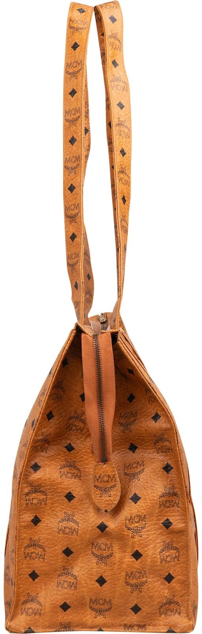 MCM Monogram Visetos XL Shopper Shoulder Bag Bruin