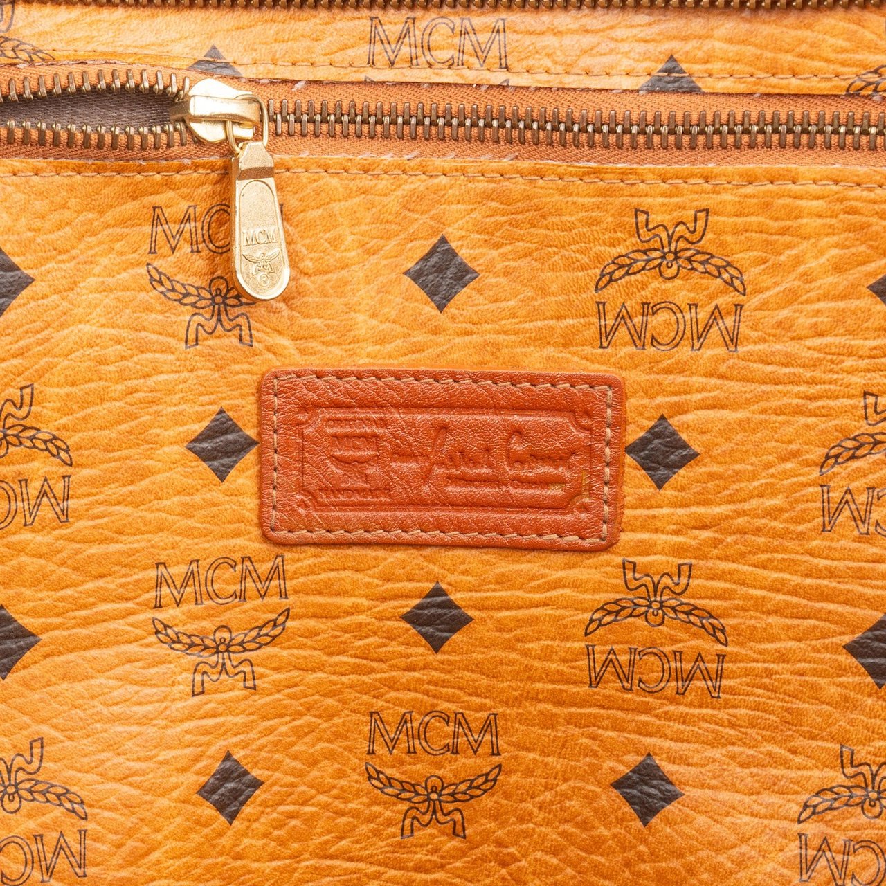 MCM Monogram Visetos XL Shopper Shoulder Bag Bruin