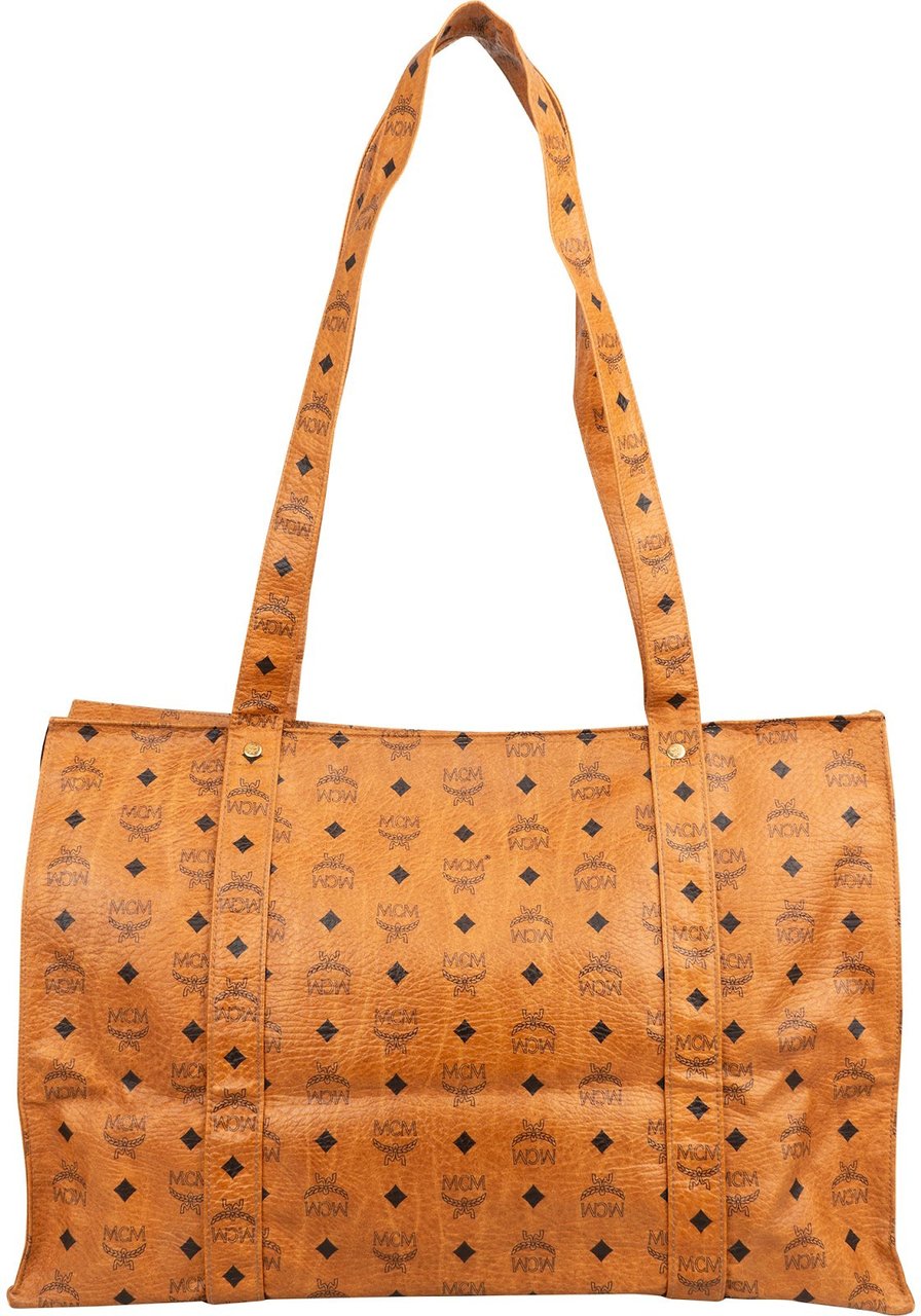MCM Monogram Visetos XL Shopper Shoulder Bag Bruin
