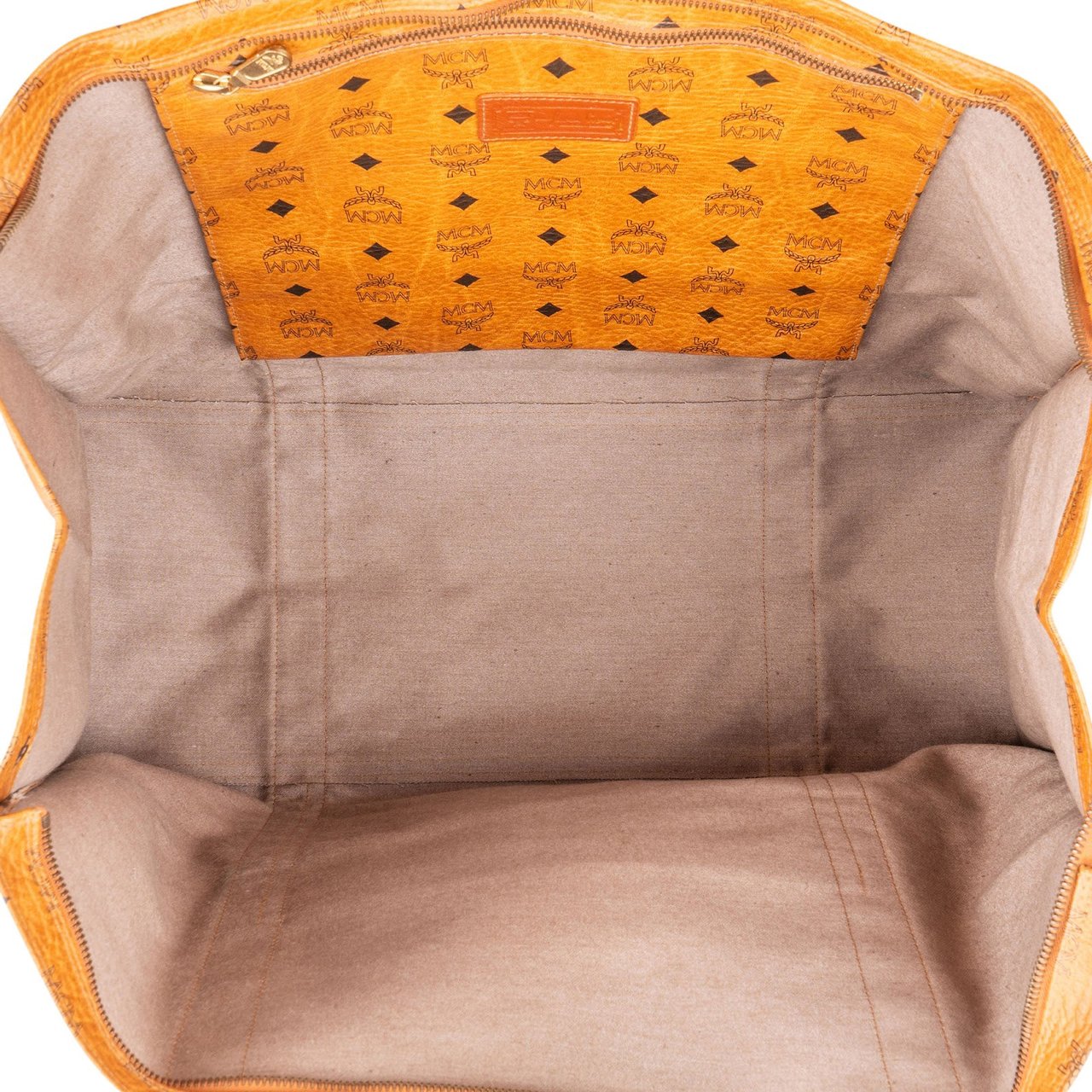 MCM Monogram Visetos XL Shopper Shoulder Bag Bruin