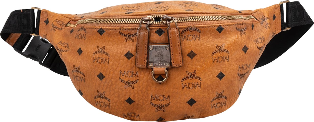 MCM Monogram Visetos Visetos Belt Crossbody Bag Bruin