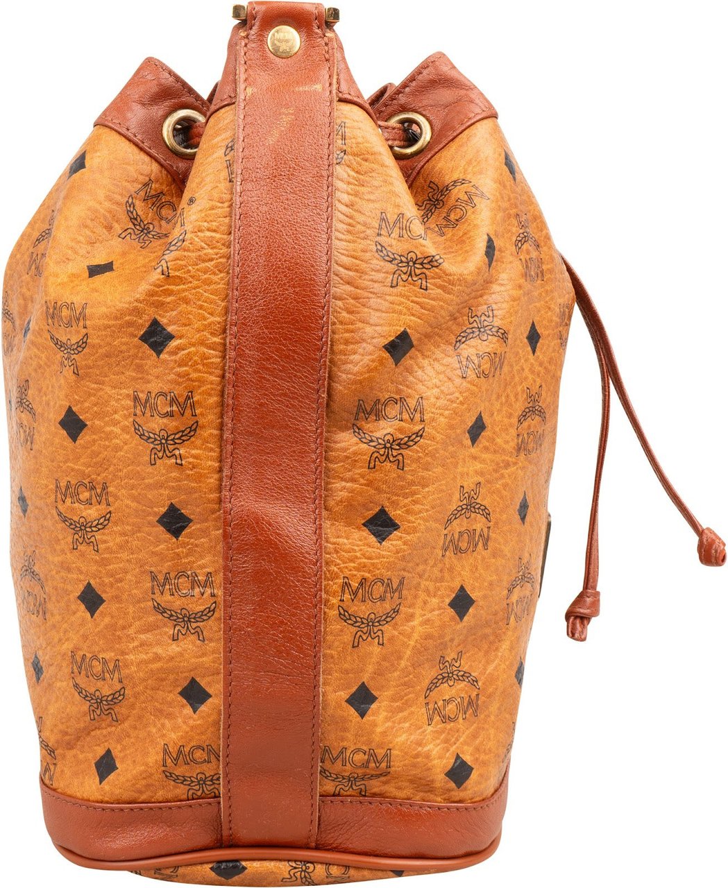 MCM Monogram Visetos Bucket Crossbody Bag Bruin