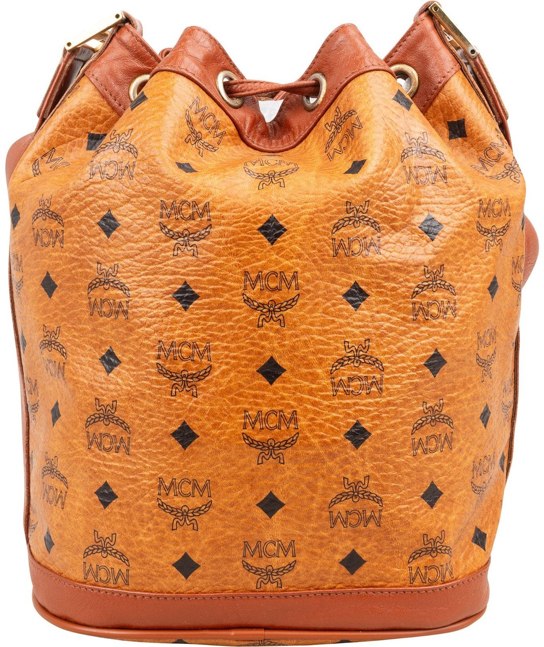 MCM Monogram Visetos Bucket Crossbody Bag Bruin