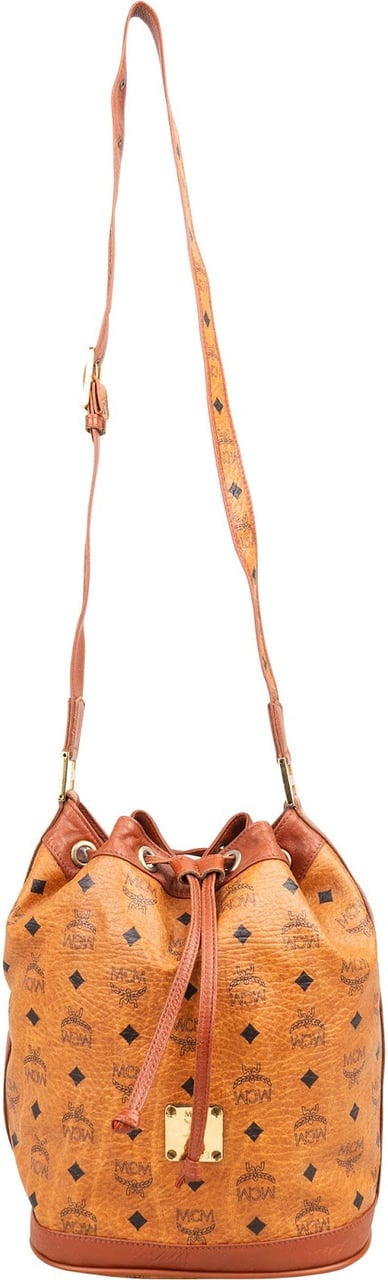 MCM Monogram Visetos Bucket Crossbody Bag Bruin