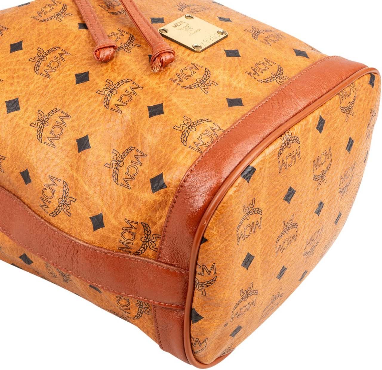 MCM Monogram Visetos Bucket Crossbody Bag Bruin