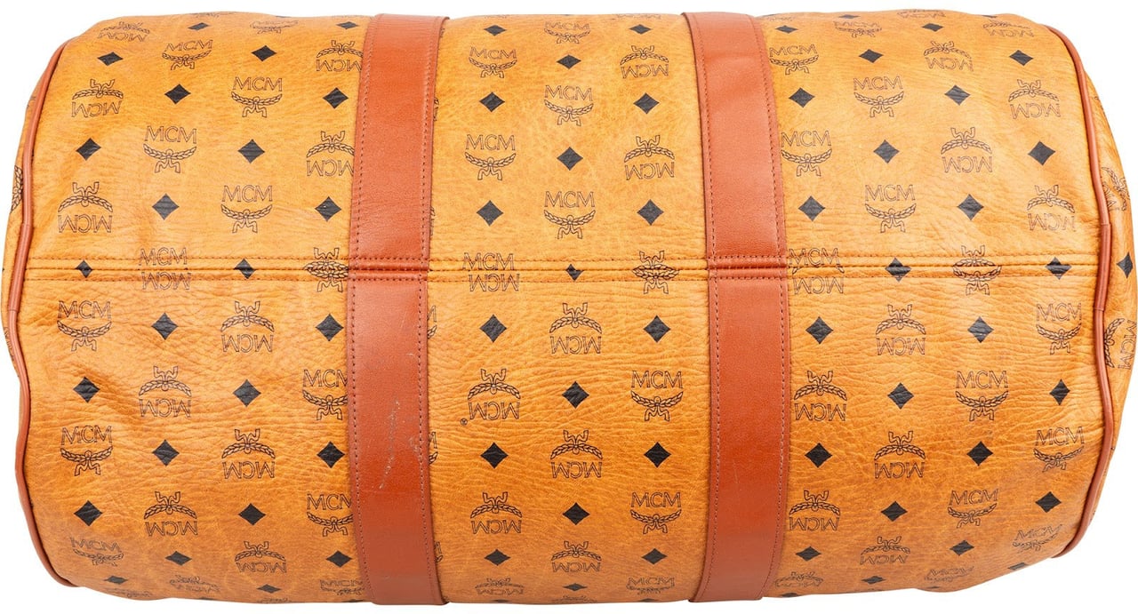 MCM Monogram Visetos Boston Travel Bag 50 Bruin
