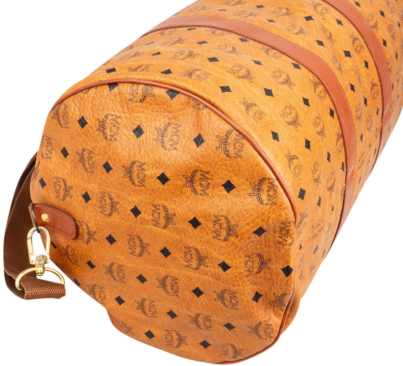 MCM Monogram Visetos Boston Travel Bag 50 Bruin