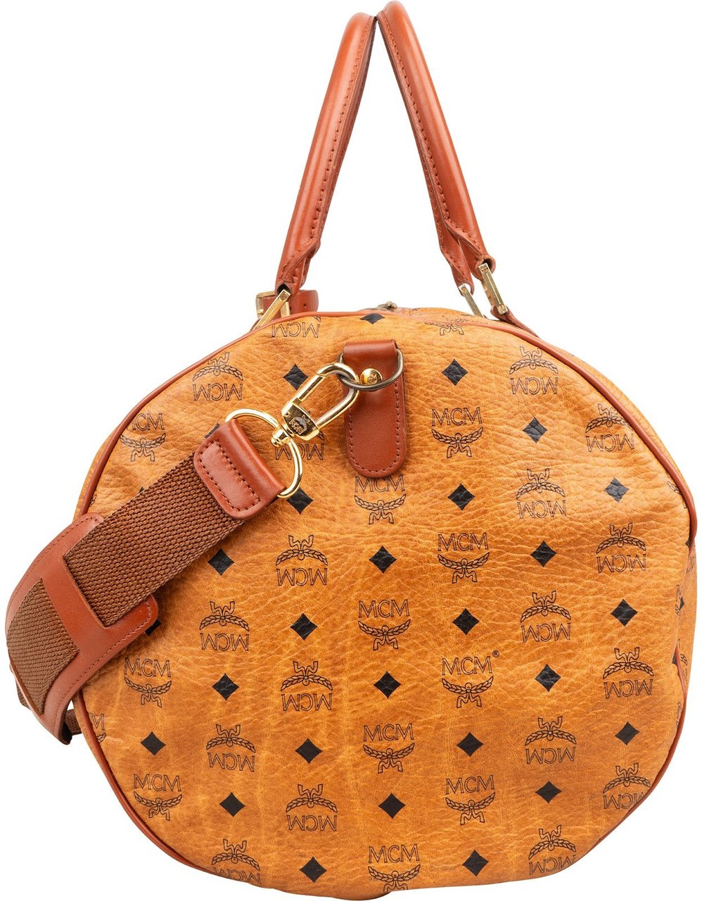 MCM Monogram Visetos Boston Travel Bag 50 Bruin