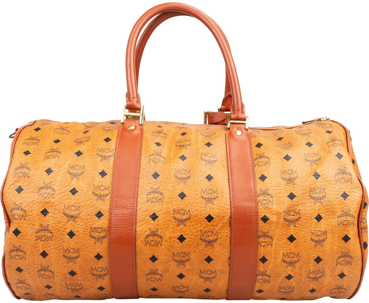 MCM Monogram Visetos Boston Travel Bag 50 Bruin