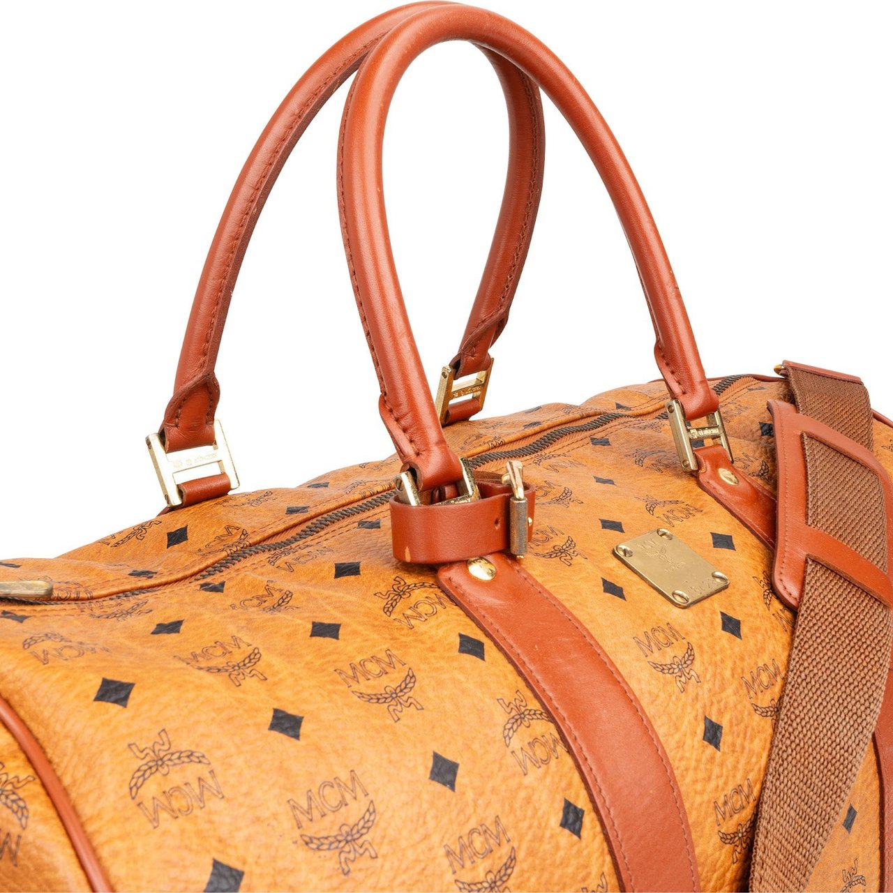 MCM Monogram Visetos Boston Travel Bag 50 Bruin
