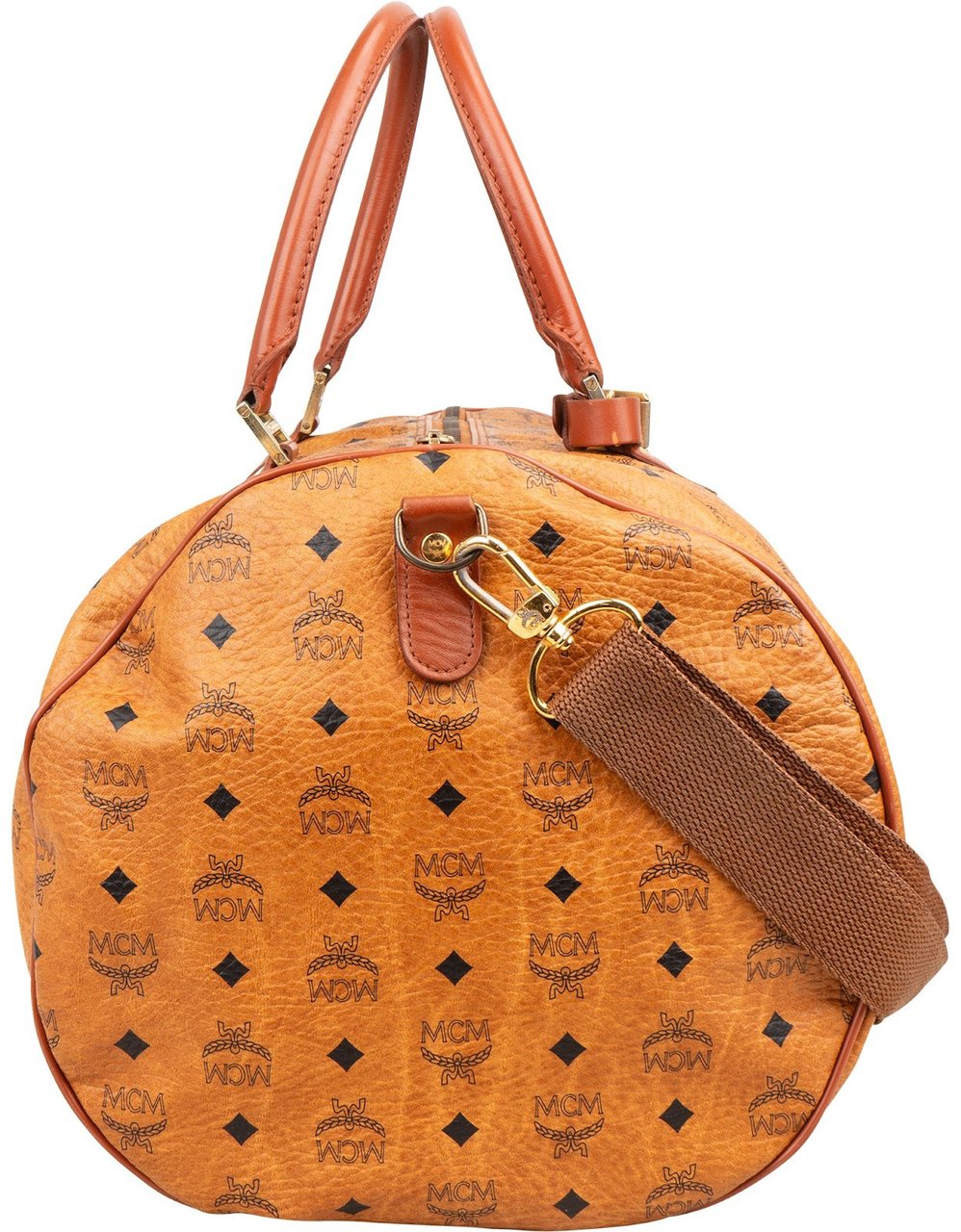 MCM Monogram Visetos Boston Travel Bag 50 Bruin