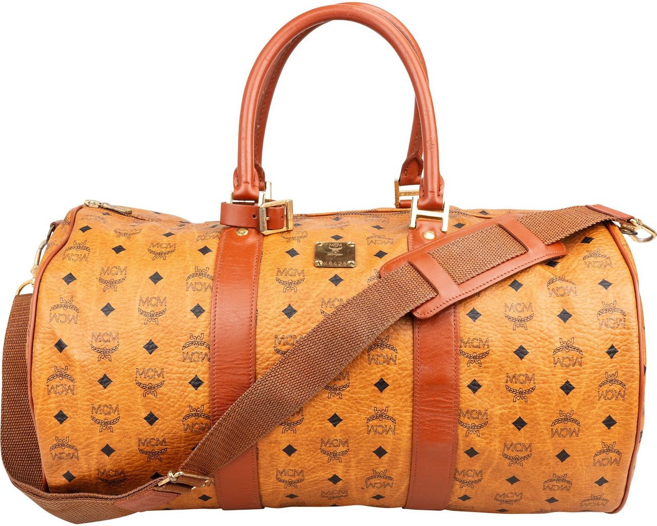MCM Monogram Visetos Boston Travel Bag 50 Bruin